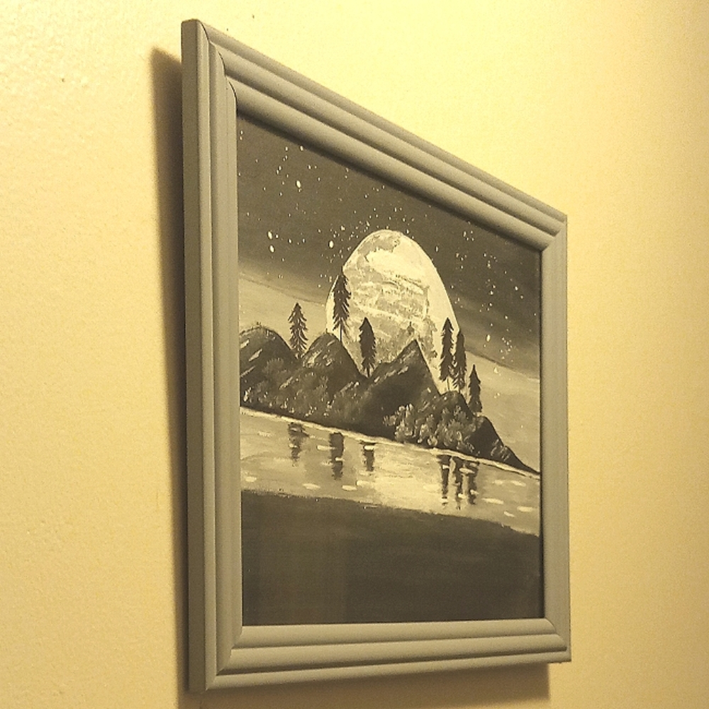 Original Art "WINTER MOON" on Stretched Canvas in Acrylic- Signed